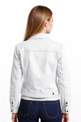 Women's Jackets | Cropped Stretch Denim Jacket  | Cafe Latte