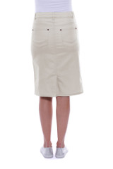 Women's Skirt | Knee-Length Stretch Denim Skirt | Cafe Latte