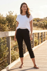 Women's Pant | Capri Stretch Denim Jegging | Cafe Latte