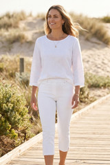 Women's Pant | Capri Stretch Denim Jegging | Cafe Latte