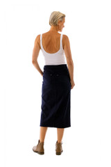 Women's Skirt | Midi Stretch Denim Skirt | Cafe Latte