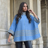 Women's Knits| Poncho Stripes with Zip  | CINNEMON CREATIONS