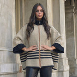 Women's Knits| Poncho Stripes with Zip  | CINNEMON CREATIONS