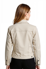 Women's Jackets | Cropped Stretch Denim Jacket  | Cafe Latte