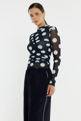 Women's Top | Pammie Seamed Mesh Top | SASS