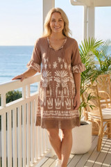 Women's Dresses | Hannah Short Sleeve Tunic Boho Dress | ONE SUMMER