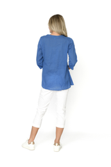 Women's Top | Evie 3/4 Sleeve Pleated Cotton Top | ONE SUMMER