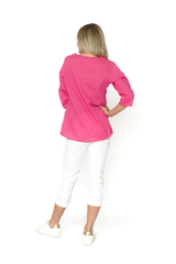 Women's Top | Evie 3/4 Sleeve Pleated Cotton Top | ONE SUMMER