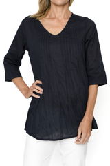 Women's Top | Evie 3/4 Sleeve Pleated Cotton Top | ONE SUMMER