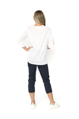 Women's Top | Evie 3/4 Sleeve Pleated Cotton Top | ONE SUMMER