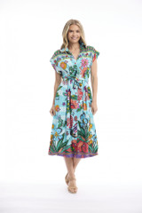 Women's Dresses | Provence Collar Tie Waist Dress | ORIENTIQUE