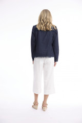 Women's Dresses | Linen Blend Fringe Jacket  | ORIENTIQUE
