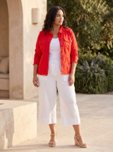 Women's Dresses | Linen Blend Fringe Jacket  | ORIENTIQUE