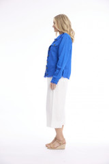 Women's Dresses | Linen Blend Fringe Jacket  | ORIENTIQUE