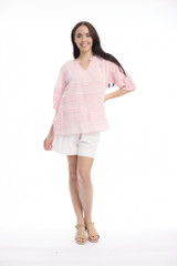 Women's Top | Cotton Gauze Pleated Top | ORIENTIQUE