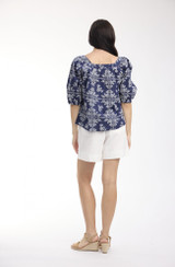 Women's Top | Broderie Print Square Neckline Top | ORIENTIQUE