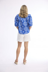 Women's Top | Broderie Print Square Neckline Top | ORIENTIQUE