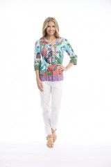 Women's Top | Provence Frill Neckline Top | ORIENTIQUE