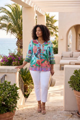 Women's Top | Provence Frill Neckline Top | ORIENTIQUE