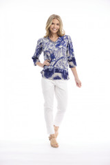 Women's Top | Avignon Frill Neckline Top | ORIENTIQUE