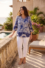 Women's Top | Avignon Frill Neckline Top | ORIENTIQUE
