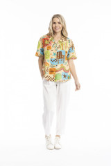 Women's Top | Margot Collared Short Sleeve Top| ONE SUMMER