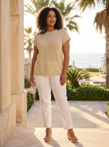 Knit Boatneck Top in Sand by ORIENTIQUE *