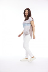 Mocha | Round Neck Tee with Sublimation Print  by Cafe Latte | Alibi Online