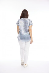 Navy | Burnout Stripe & Print Tee by Cafe Latte | Alibi Online
