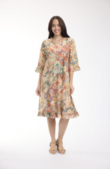 Women's Dresses | Gordes Bias V Neck Frill Dress | ORIENTIQUE