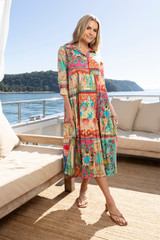 Women's Dresses | Foulard Fleurs Layers Collar Dress | ORIENTIQUE