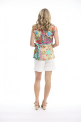 Women's Top | Foulard Fleurs Cap Sleeve Top | ORIENTIQUE