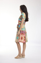 Women's Dresses | Foulard Fleurs V Neck Buttonthrough Short Dress | ORIENTIQUE