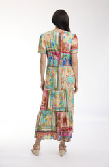 Women's Dresses | Foulard Fleurs Maxi Short Sleeve Dress | ORIENTIQUE