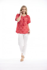 Women's Top | Mougins Frill Neckline Top | ORIENTIQUE