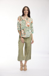 Women's Top | St Michiel Round Neck Buttonthrough Top | ORIENTIQUE