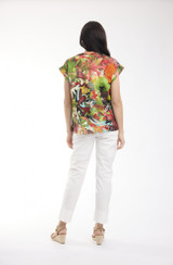 Women's Top | Jardin Exotique Rolled Neckline Top | ORIENTIQUE