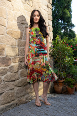 Women's Dresses | Jardin Exotique Midi Sleeveless Dress | ORIENTIQUE