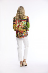 Women's Top | Jardin Exotique Pleated Top | ORIENTIQUE