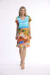 Women's Dresses | Contemporary Short Sleeve V Dress | ORIENTIQUE