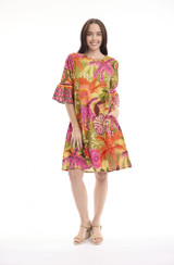 Women's Dresses | Tahiti Contemporary Frill Sleeve Dress | ORIENTIQUE