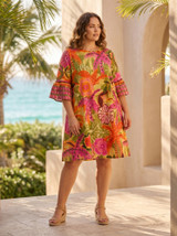 Women's Dresses | Tahiti Contemporary Frill Sleeve Dress | ORIENTIQUE