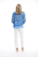 Paisley Border Black Boho Top 3/4 Sleeve by Orientique | Alibi Online Australia

