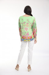 Mughal Floral Green Boho Top 3/4 Sleeve by Orientique | Alibi Online Australia
