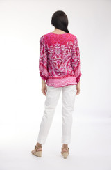 Graded Border Pink Boho Top 3/4 Sleeve by Orientique | Alibi Online Australia

