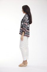 Paisley Border Black Boho Top 3/4 Sleeve by Orientique | Alibi Online Australia

