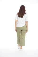 Khaki Drawstring Wide Leg 7/8 Pants by Café Latte | Alibi Online Australia