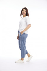 Denim Washed Drawstring Pull-On 7/8 Wide Leg Pant by Café Latte | Alibi Online Australia
