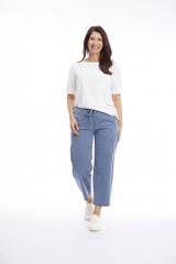 Denim Washed Drawstring Pull-On 7/8 Wide Leg Pant by Café Latte | Alibi Online Australia

