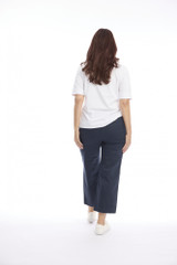 Navy Drawstring Wide Leg 7/8 Pants by Café Latte | Alibi Online Australia
